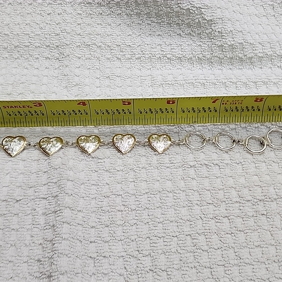 Silver Heart with gold trim bracelet - Picture 3 of 4